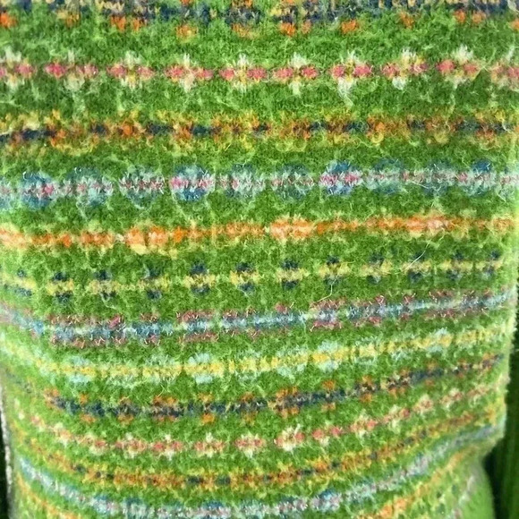 Vintage Knit Sweater Size L Green Y2K Fair Isle Turtleneck Energie Chunky - Picture 7 of 9